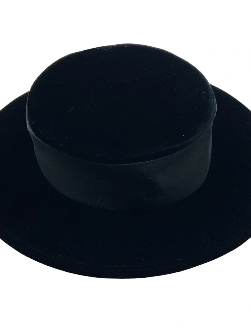CHANEL VINTAGE RARE BLACK GROSGRAIN TRIMMED VELVET HAT